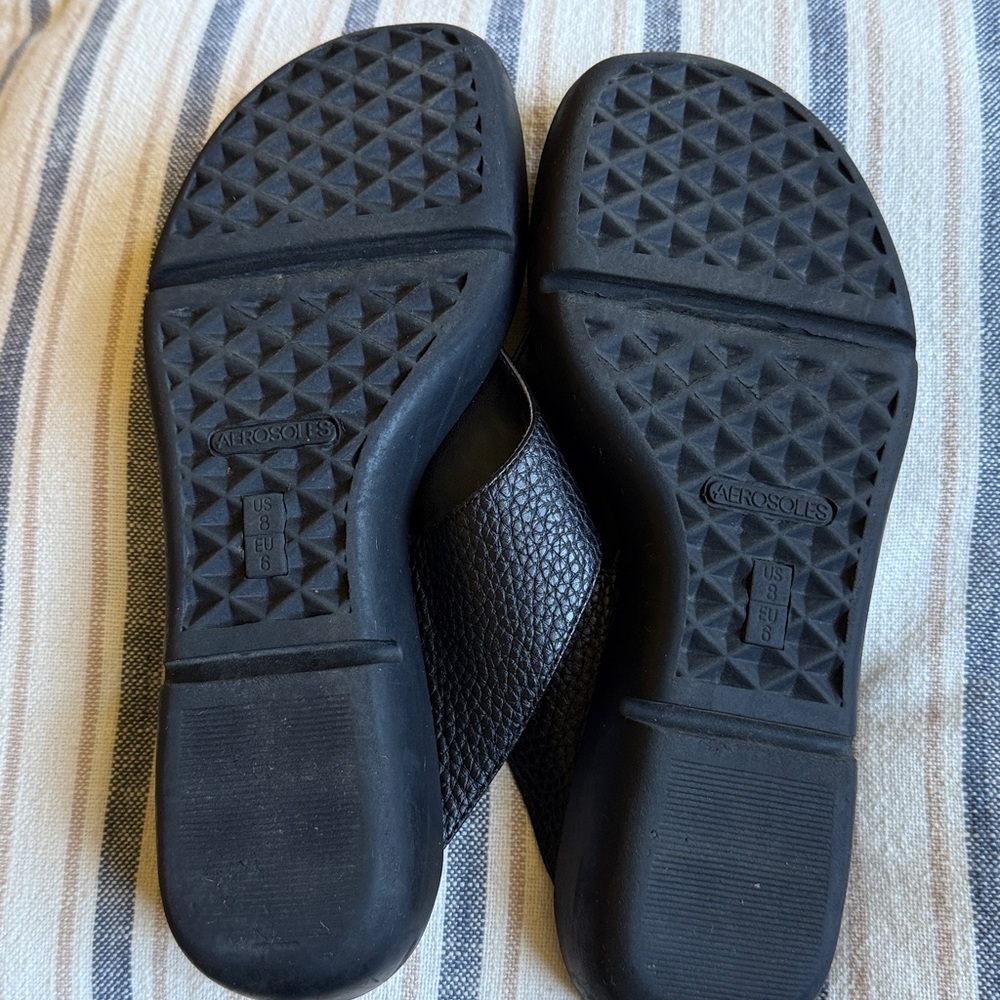 Aerosols Black Thong Sandals with Silver Buckle - Picture 6 of 6